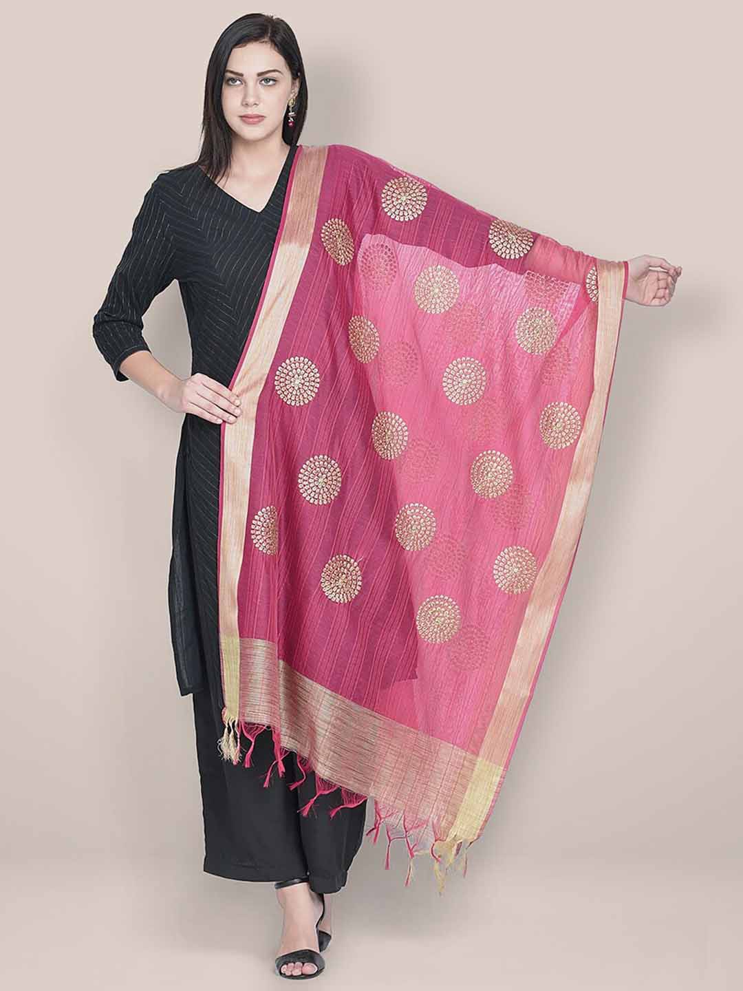 

Dupatta Bazaar Embroidered Dupatta With Zari, Pink