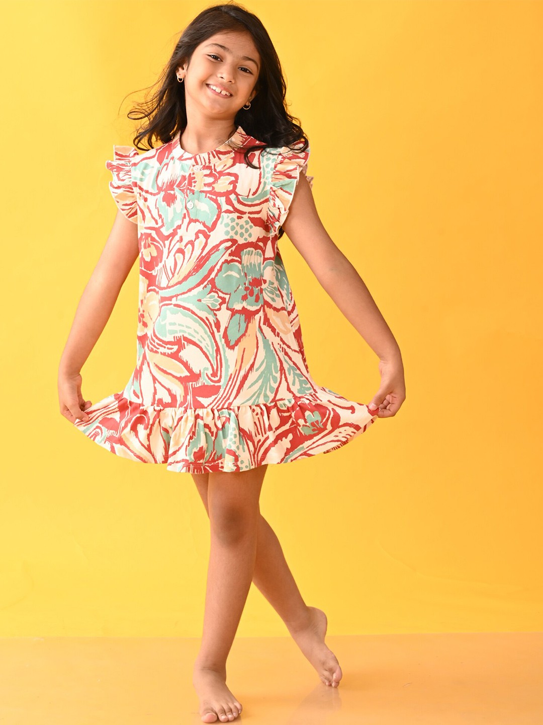

Anthrilo Floral Print A-Line Dress, Sea green