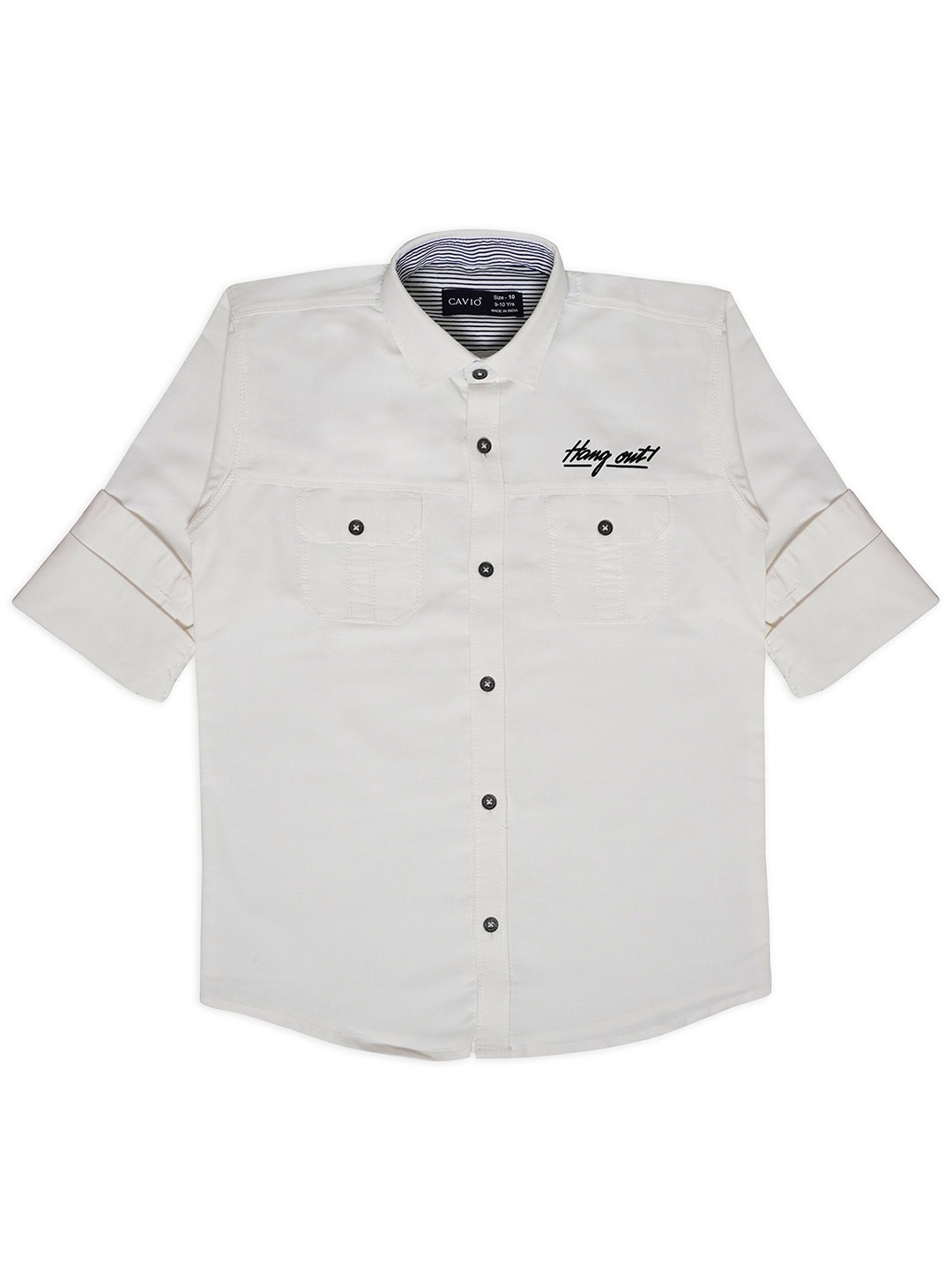 

CAVIO Boys Comfort Spread Collar Pure Cotton Casual Shirt, White