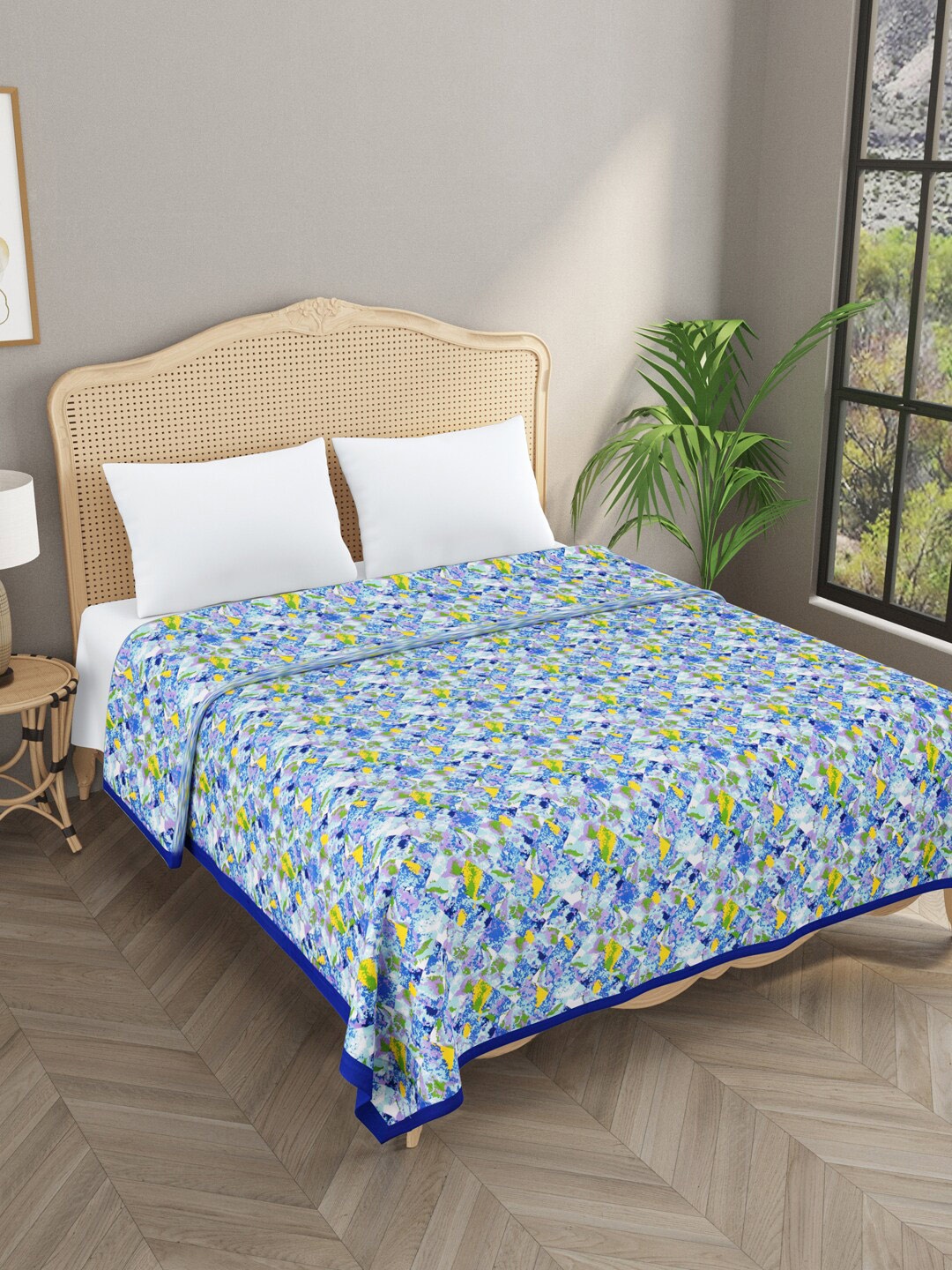 

Gulaab Jaipur Blue & Green Floral Cotton AC Room 550 GSM Double Bed Dohar