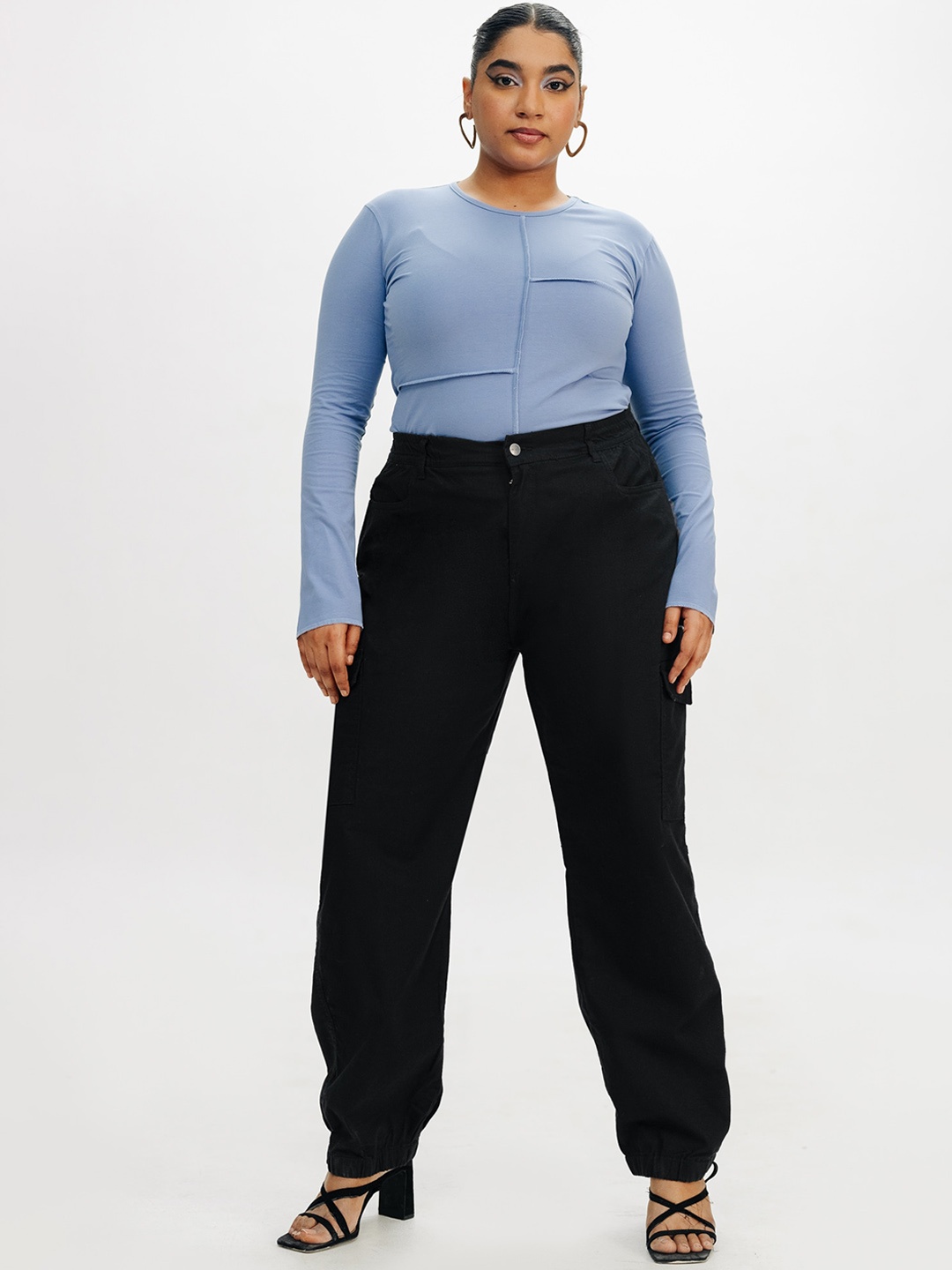 

FREAKINS Women High-Rise Pure Cotton Denim Jogger, Black