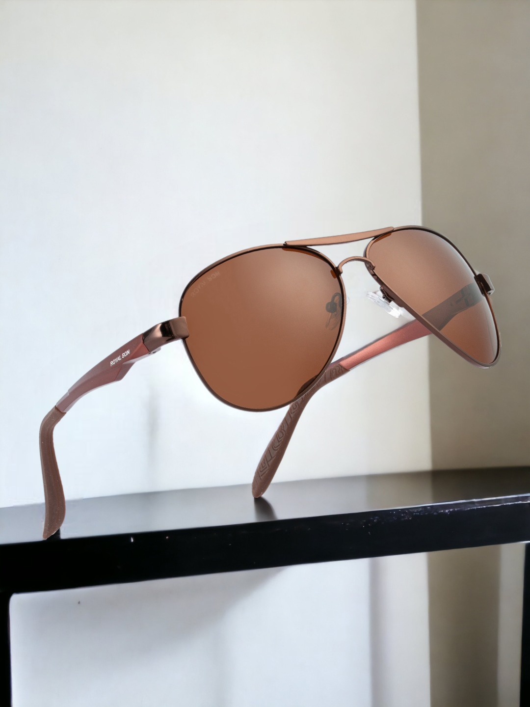 

ROYAL SON Unisex Aviator Sunglasses With Polarised and UV Protected Lens CHI00158-C3, Brown