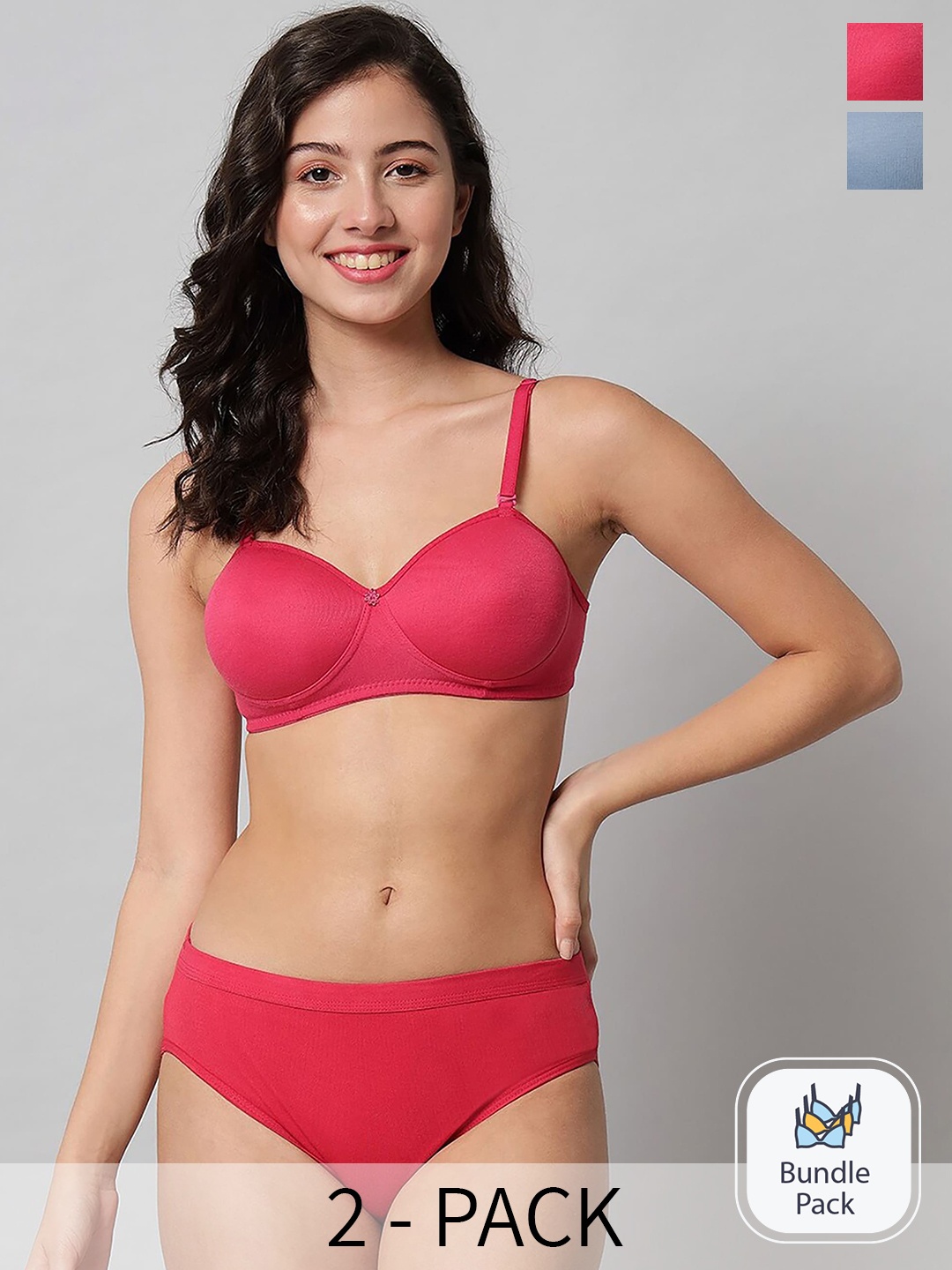 

AROUSY Pack Of 2 Cotton Lingerie Set, Red