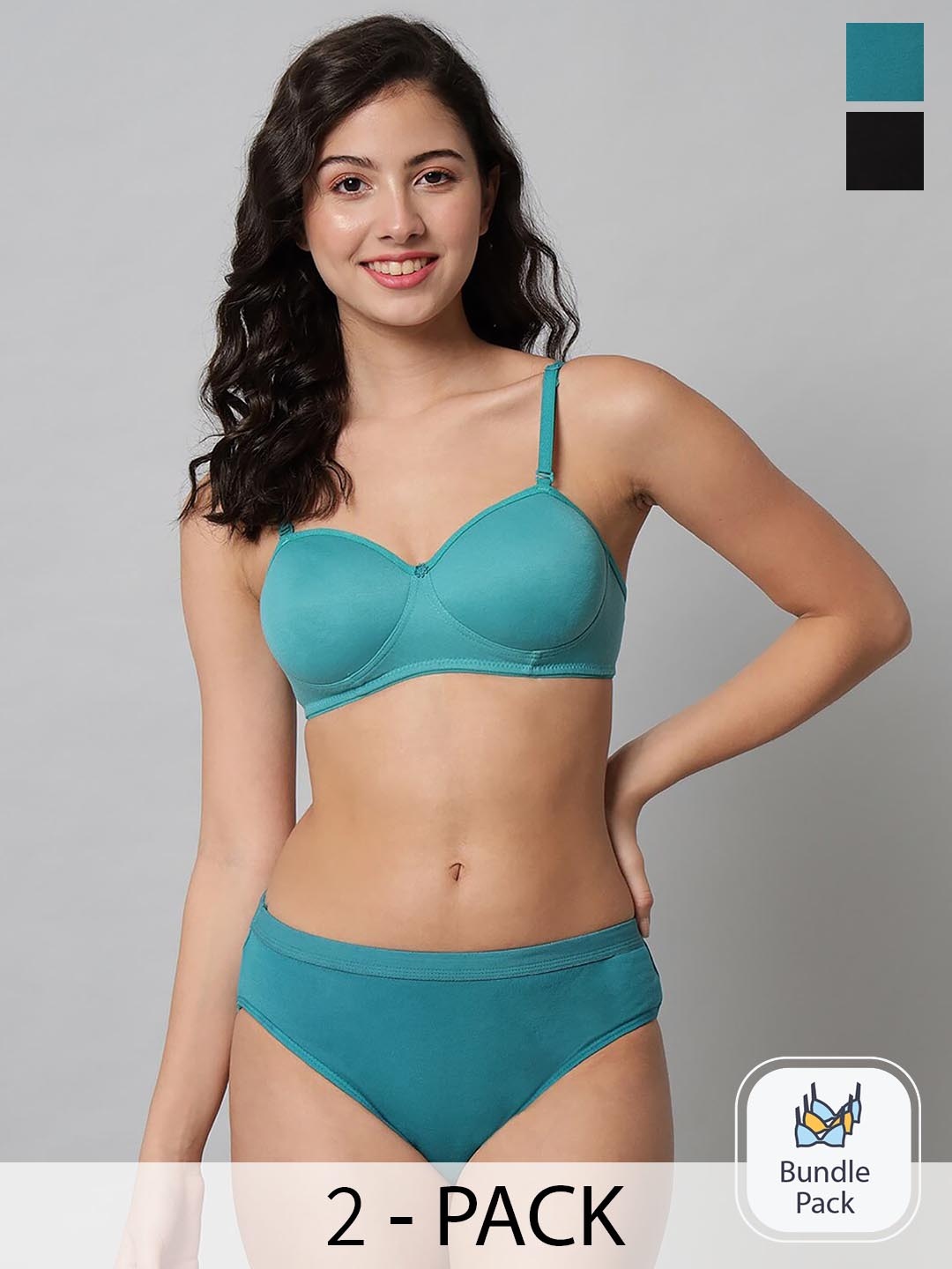 

Aamarsh Pack Of 2 Cotton Lingerie Set, Green