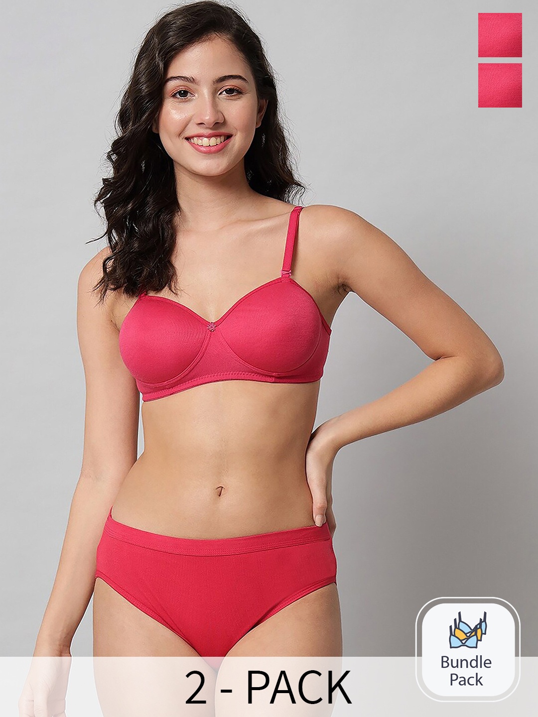 

Aamarsh Pack Of 2 Cotton Lingerie Set, Red