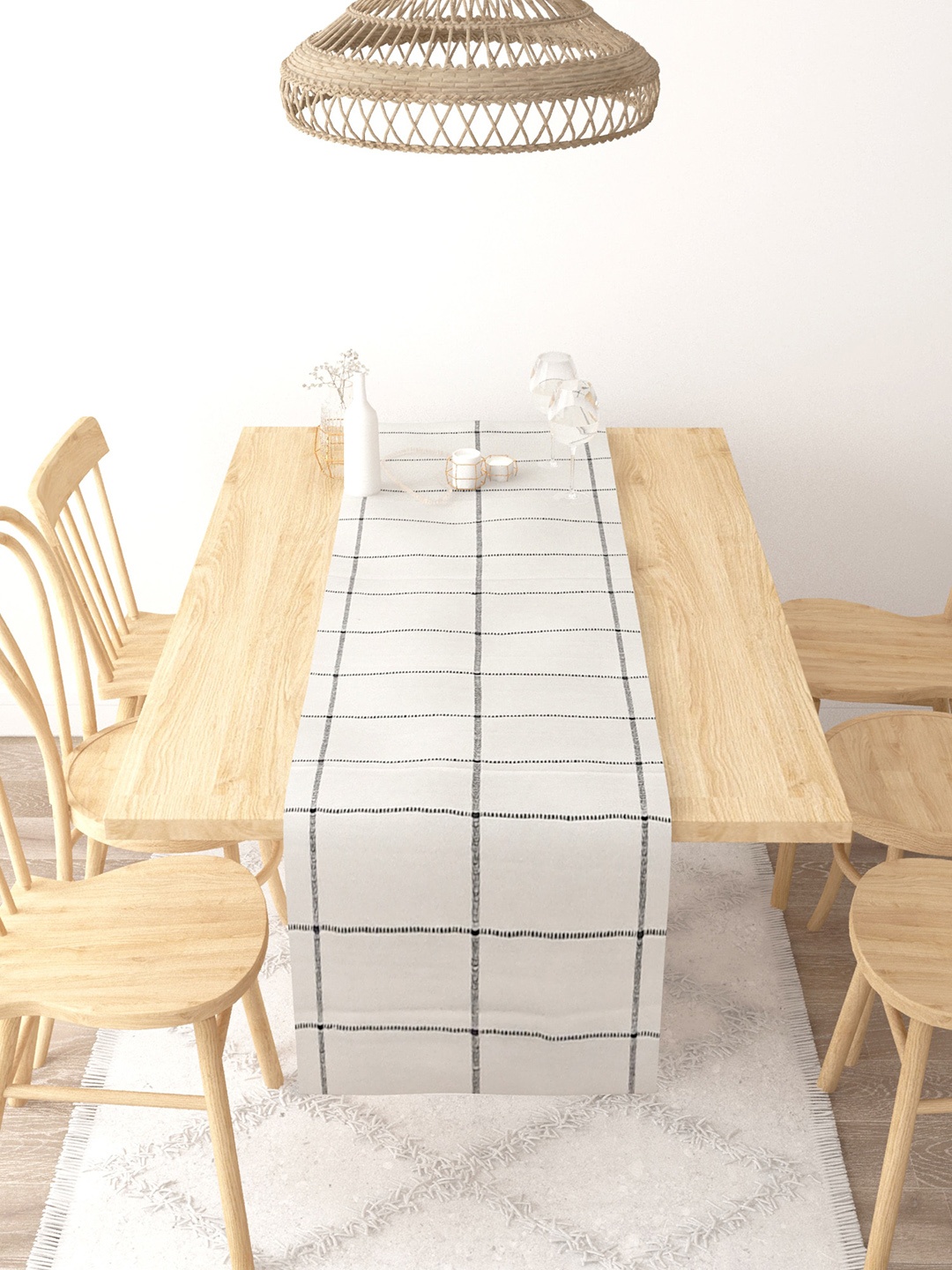 

Gulaab Jaipur Grey Checked Table Runner