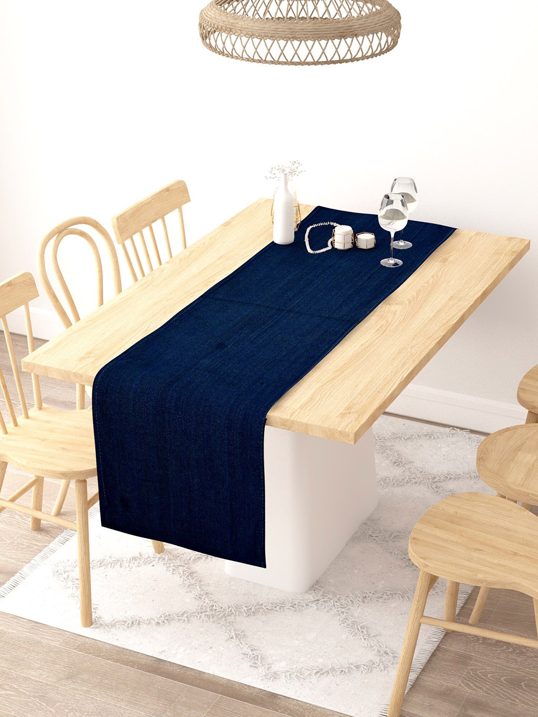 

Gulaab Jaipur Rectangle Shaped 6-Seater Table Runner, Navy blue