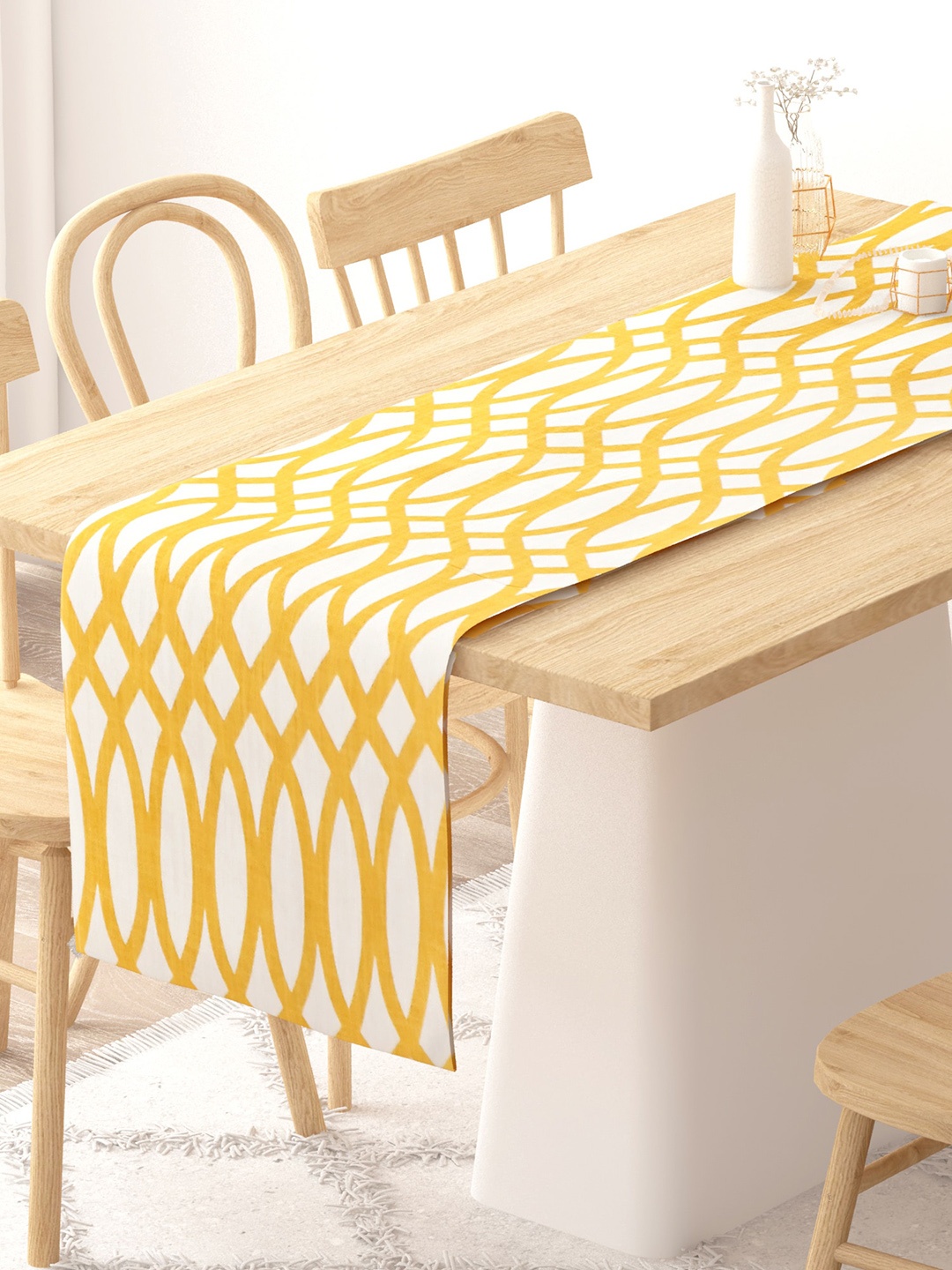 

Gulaab Jaipur Yellow & White Printed Cotton Table Runner