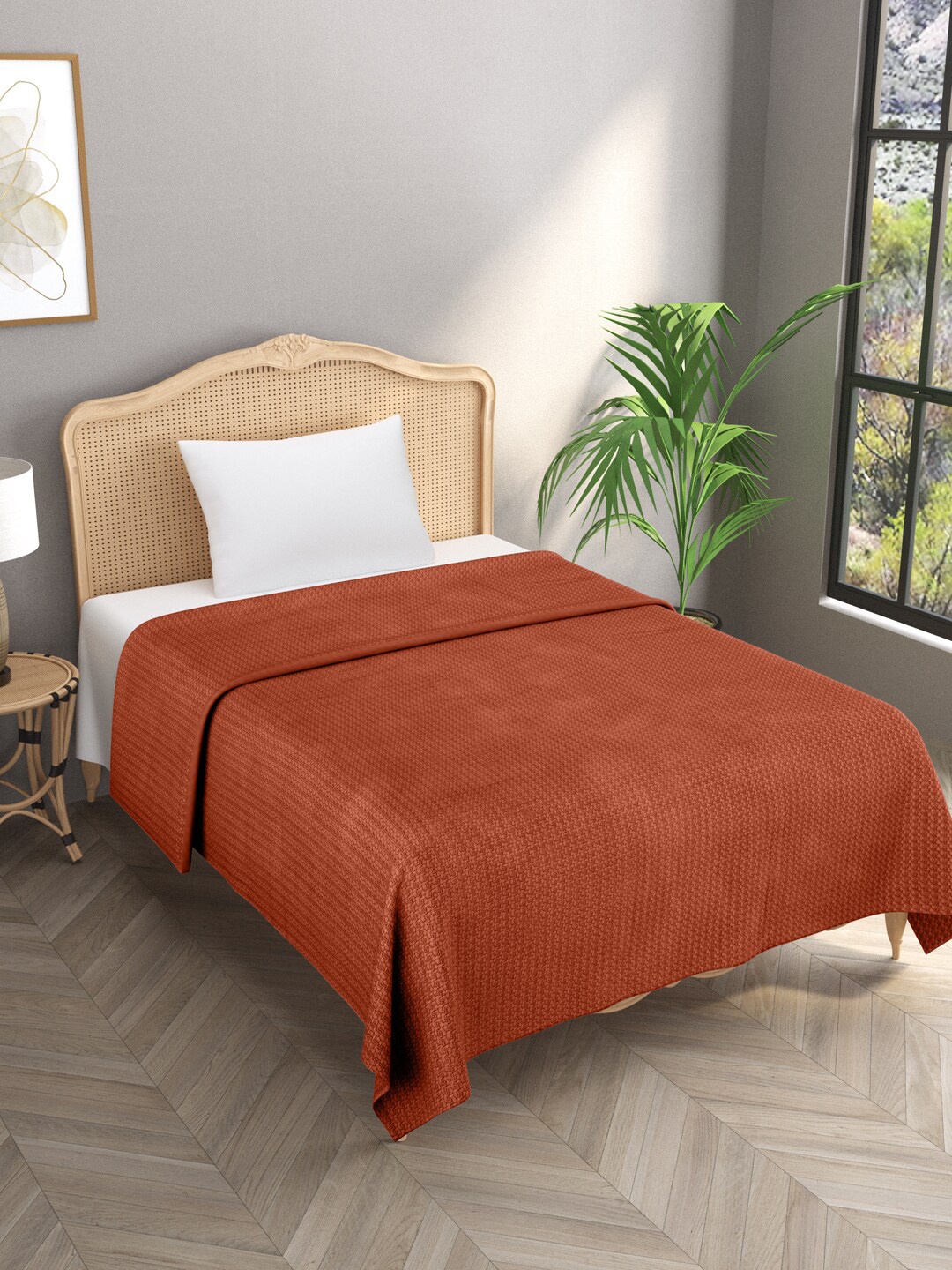 

Gulaab Jaipur Red Geometric 800 GSM Cotton Mild Winter Single Bed Blanket