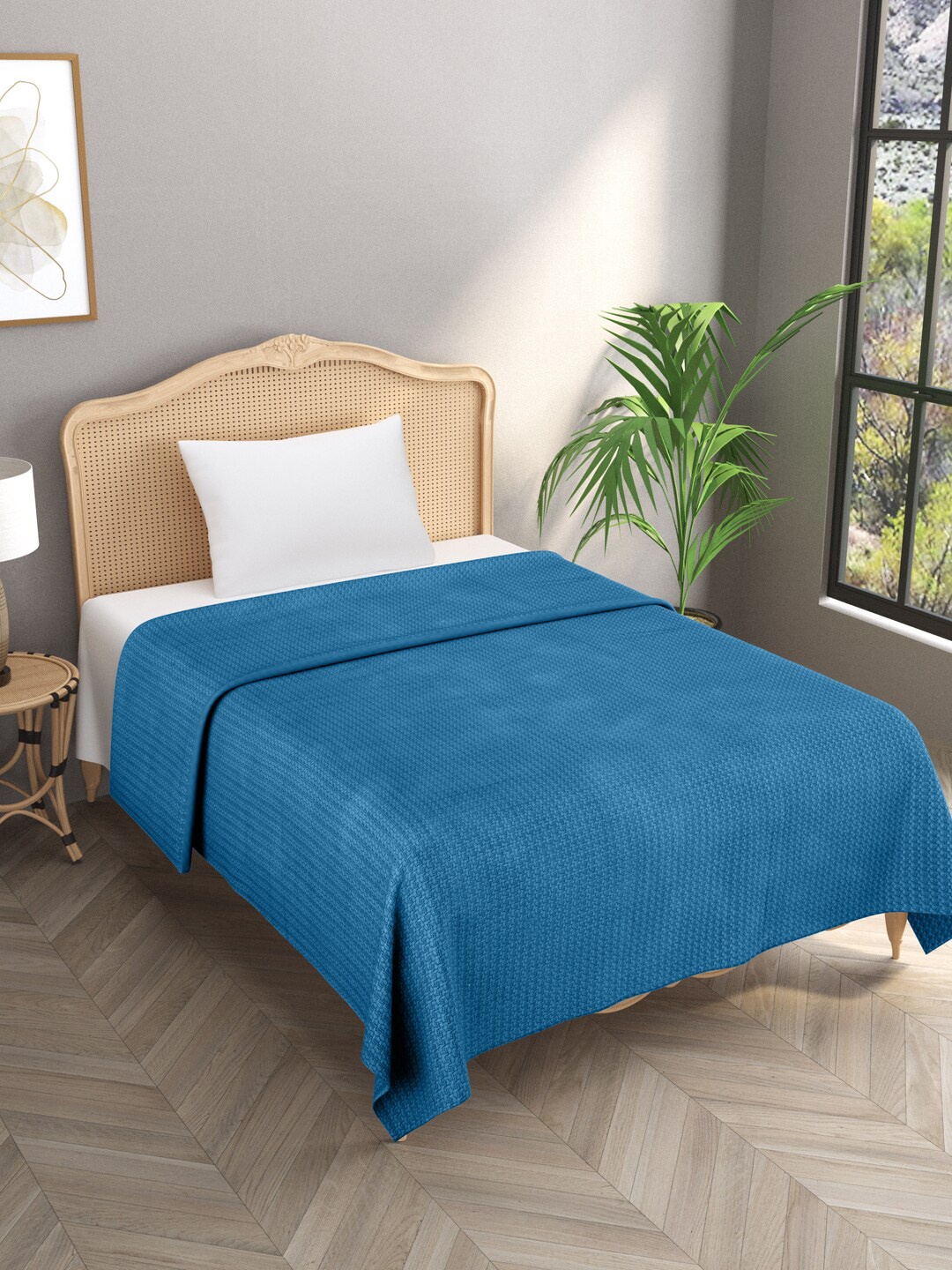 

Gulaab Jaipur Blue Geometric 800 GSM Cotton Mild Winter Single Bed Blanket