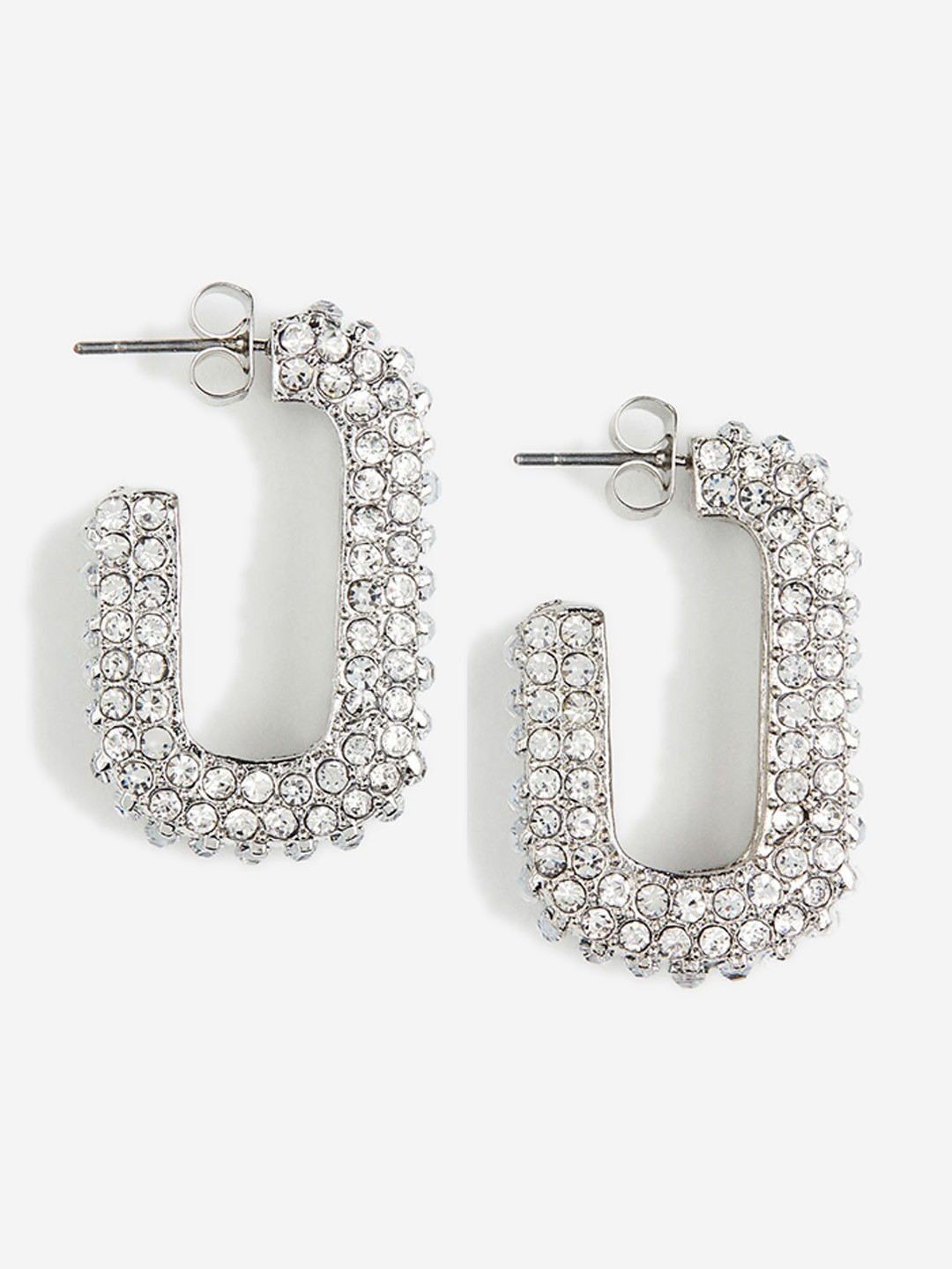 

H&M Rhinestone Hoop Earrings, Silver