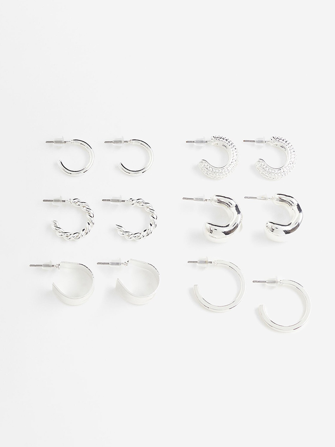

H&M 6 Pairs Hoop Earrings, Silver