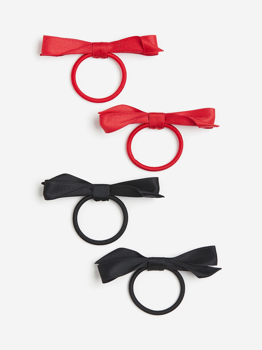 

H&M Girls 4-Pack Bow-Detail Hair Elastics, Red