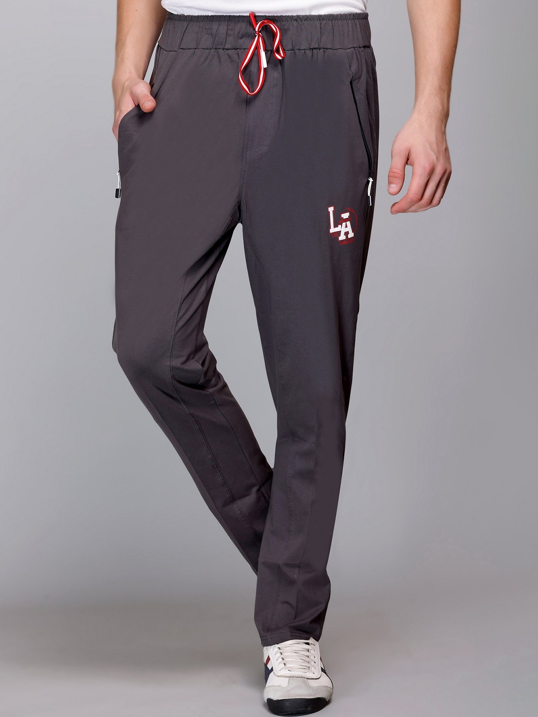 

FCKPLUS Men Mid Rise Cotton Track Pants, Grey