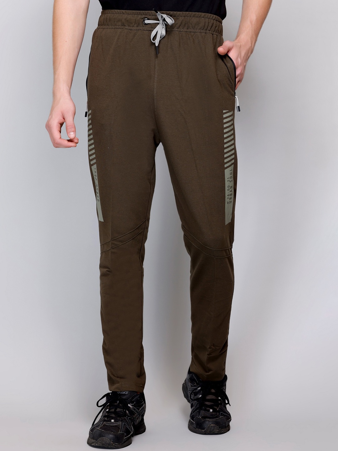 

FCKPLUS Men Regular Fit Cotton Track Pants, Olive