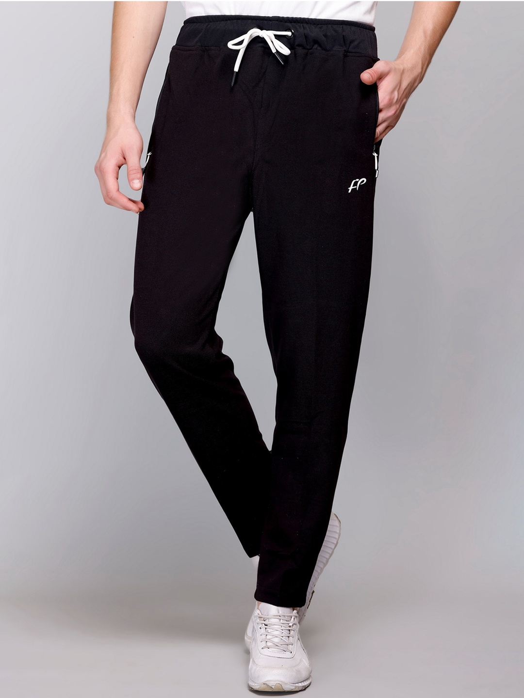 

FCKPLUS Men Mid Rise Cotton Track Pants, Black