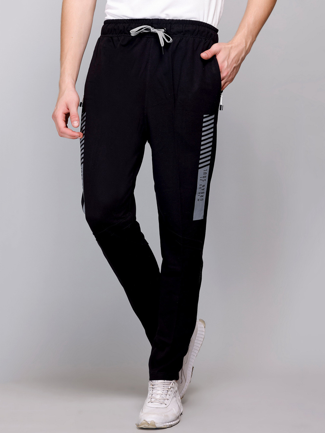 

FCKPLUS Men Mid Rise Cotton Track Pant, Black