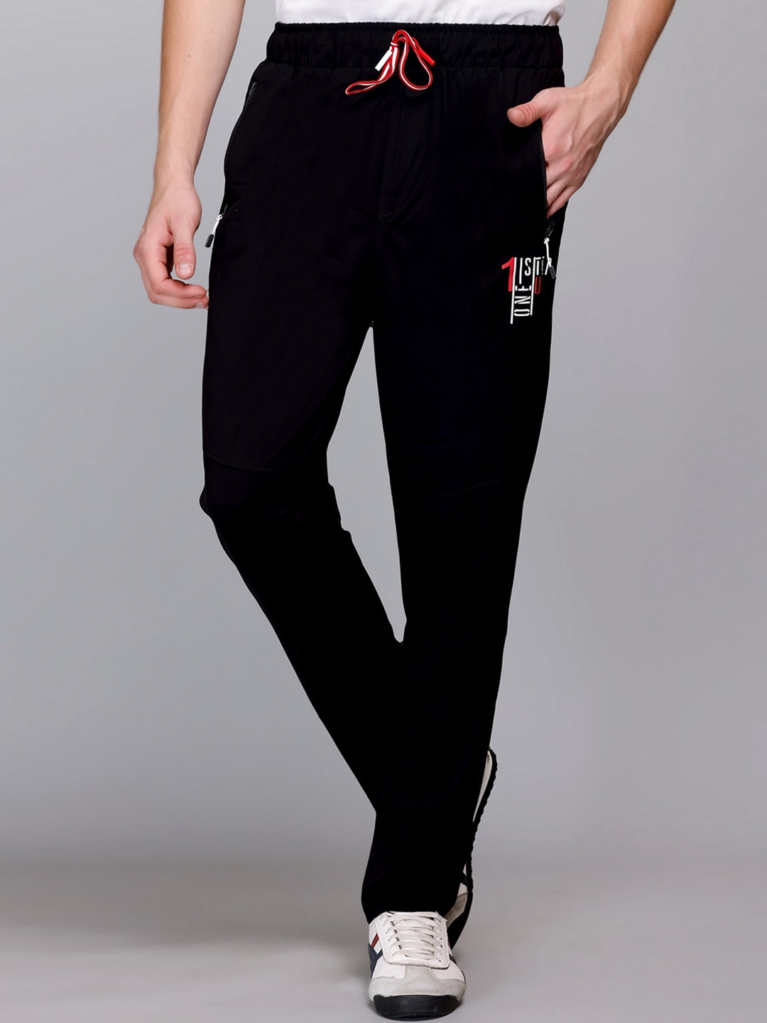 

FCKPLUS Men Mid Rise Cotton Track Pants, Black