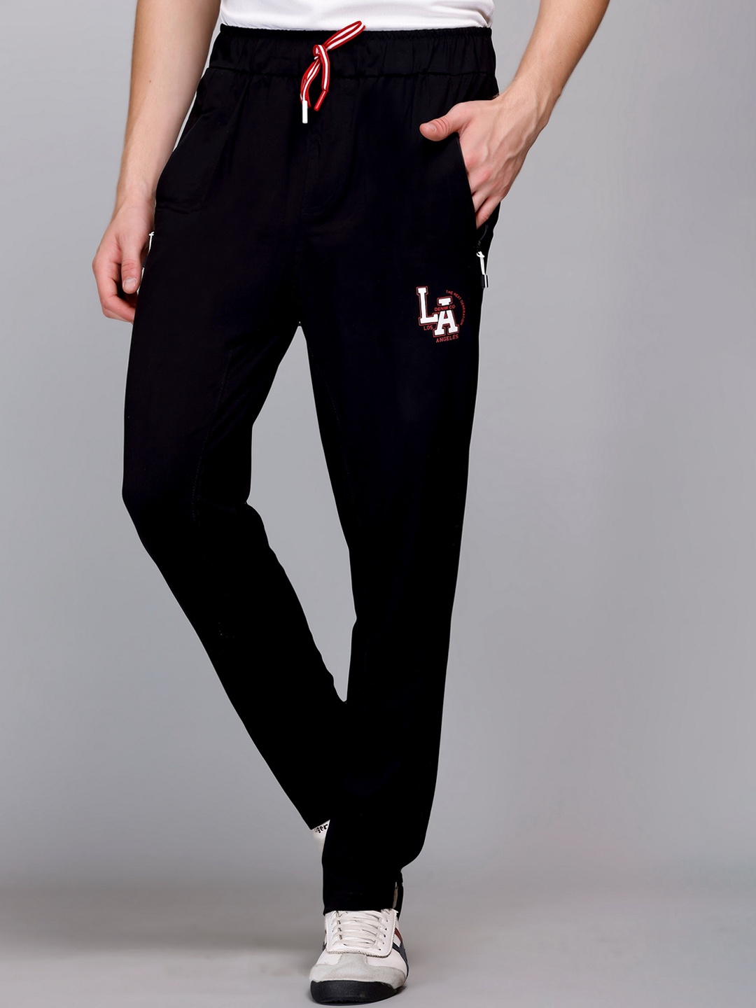 

FCKPLUS Men Regular Fit Cotton Track Pants, Black