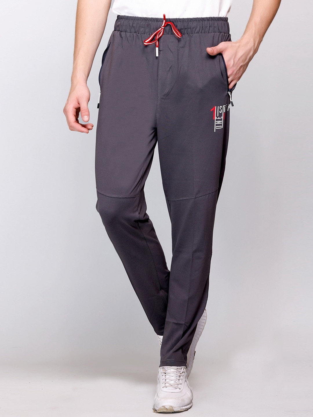

FCKPLUS Men Regular Fit Cotton Track Pants, Grey
