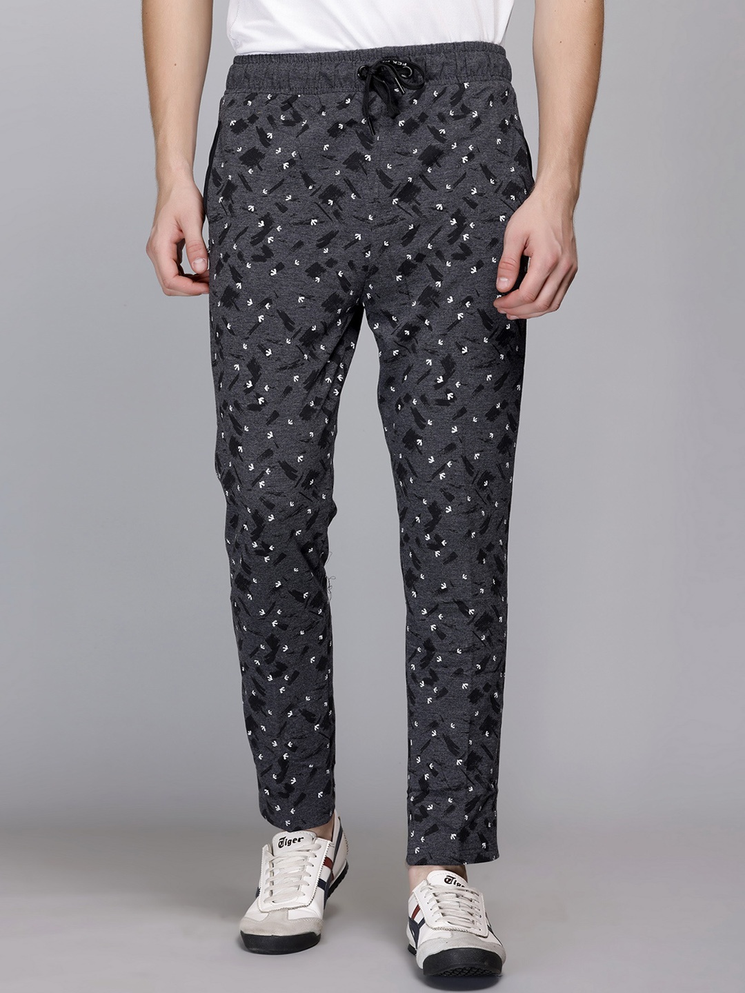 

FCKPLUS Men Regular Fit Abstract Printed Cotton Track Pant, Grey