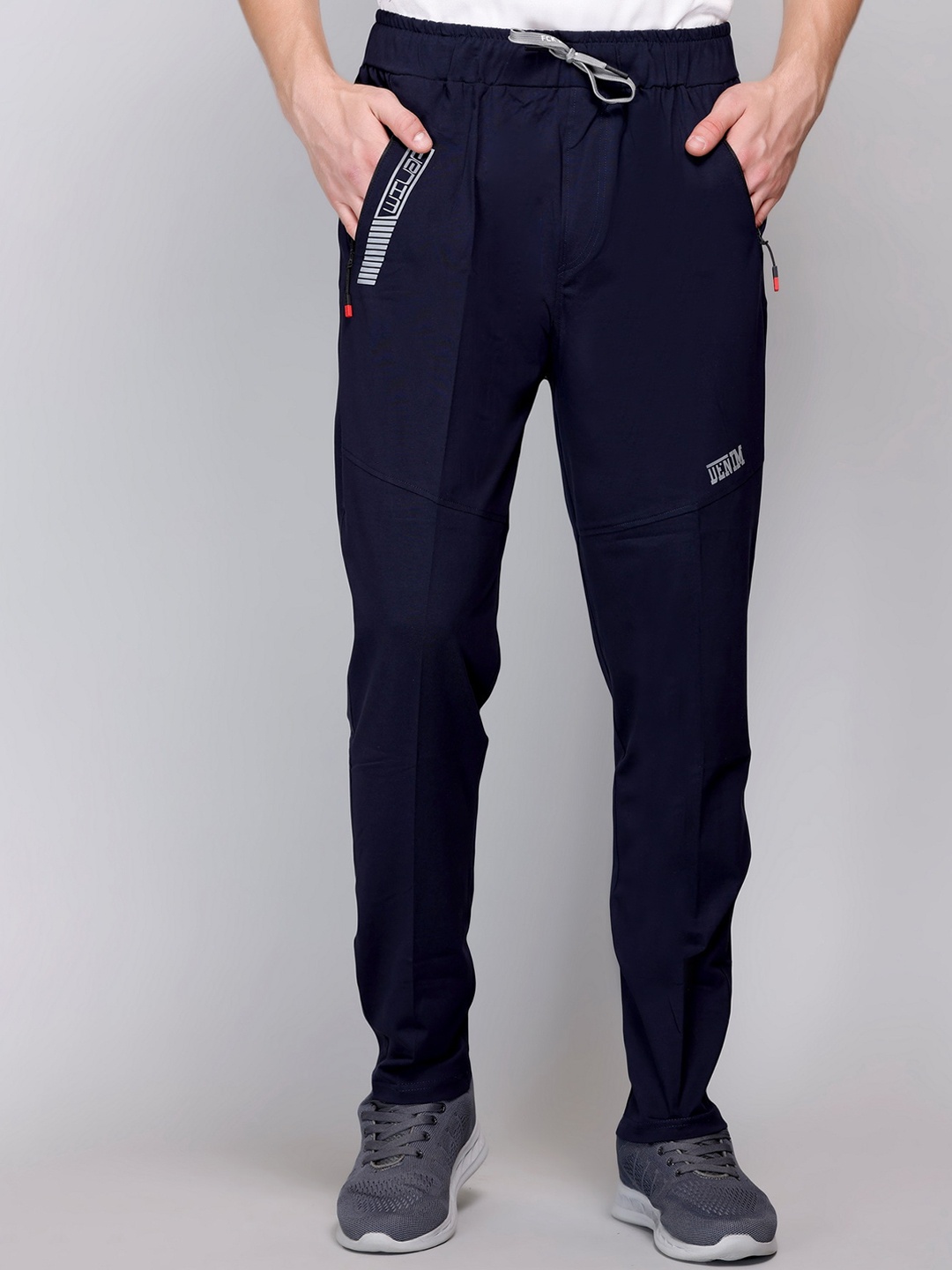 

FCKPLUS Men Cotton Track Pants, Navy blue