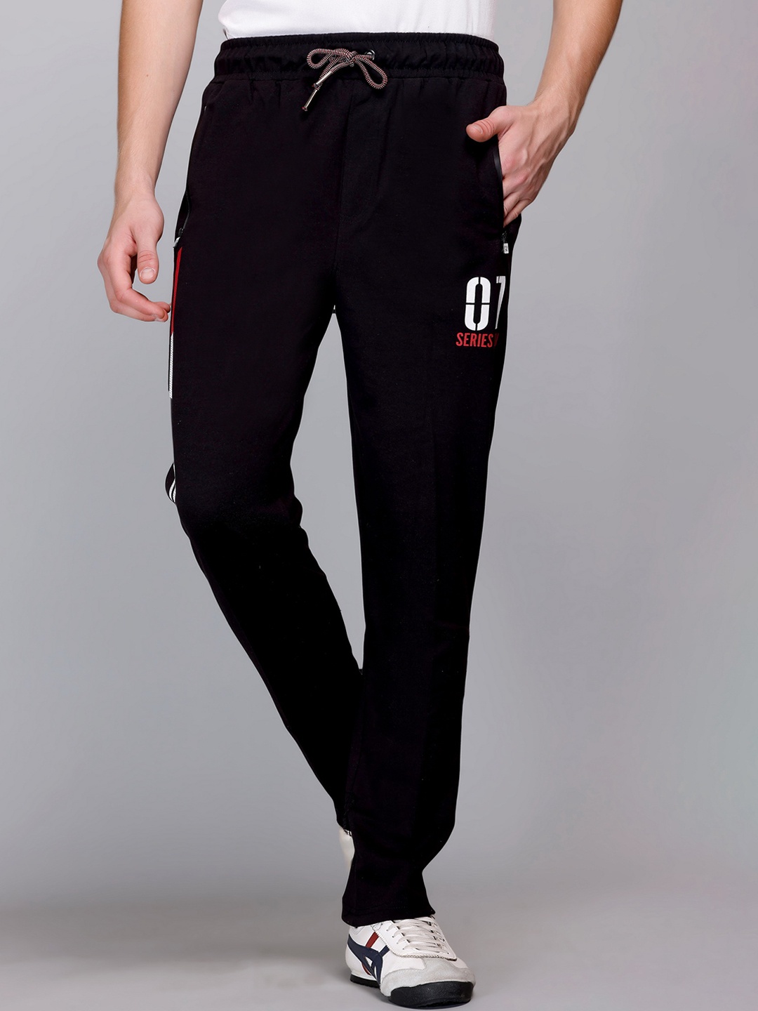 

FCKPLUS Men Regular Fit Cotton Track Pants, Black