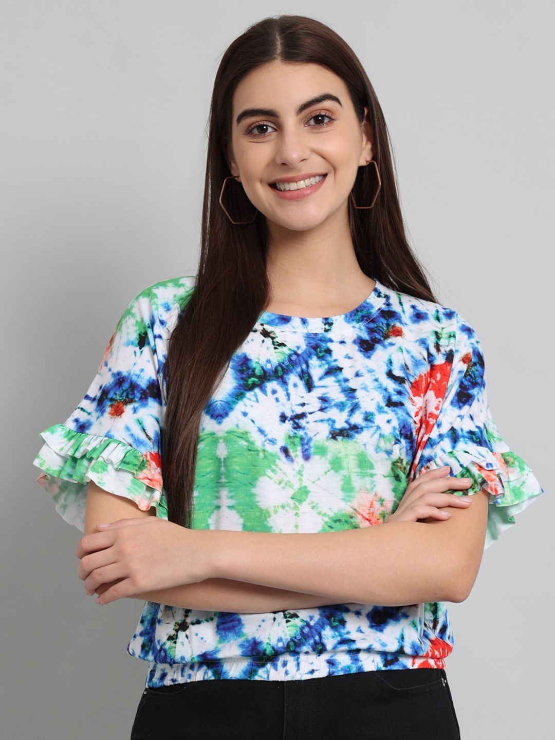 

Just Wow Tie & Dye Cotton Top, White