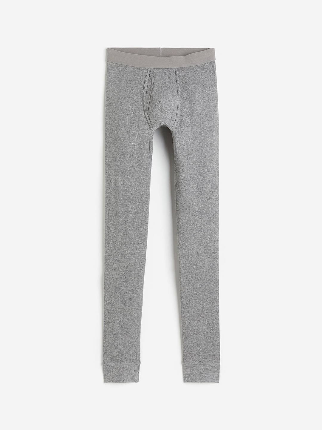 

H&M Men Ribbed Cotton Longjohns, Grey