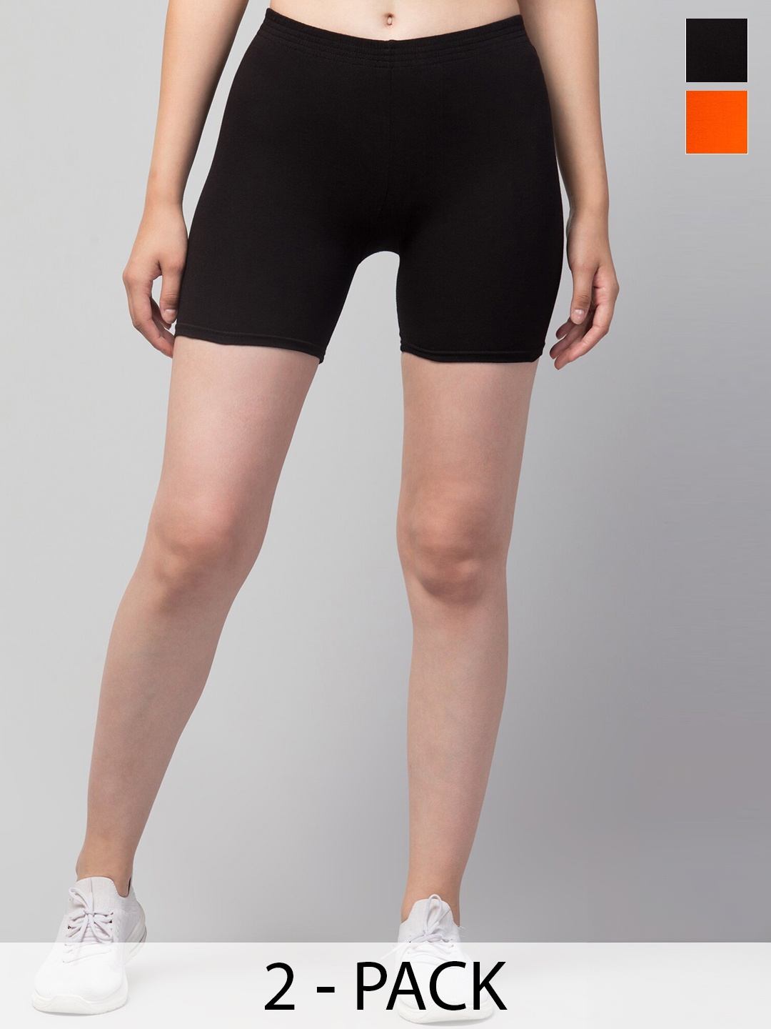 

Apraa & Parma Girls Pack Of 2 Skinny Fit Pure Cotton Cycling Shorts, Black