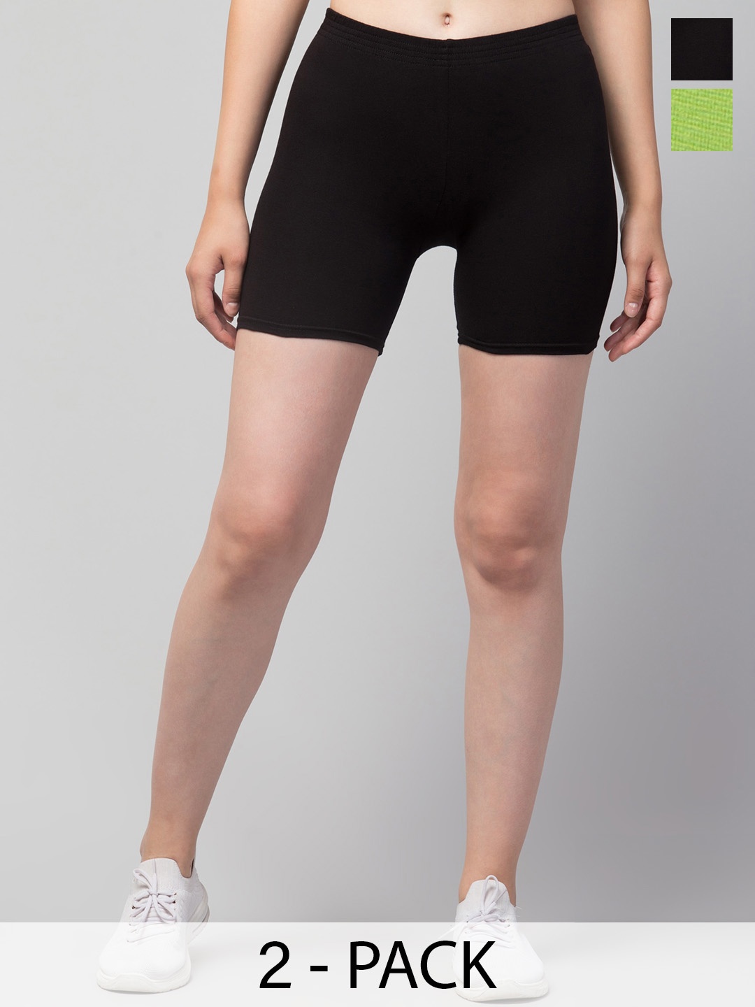 

Apraa & Parma Girls Pack Of 2 Skinny Fit Pure Cotton Cycling Shorts, Black