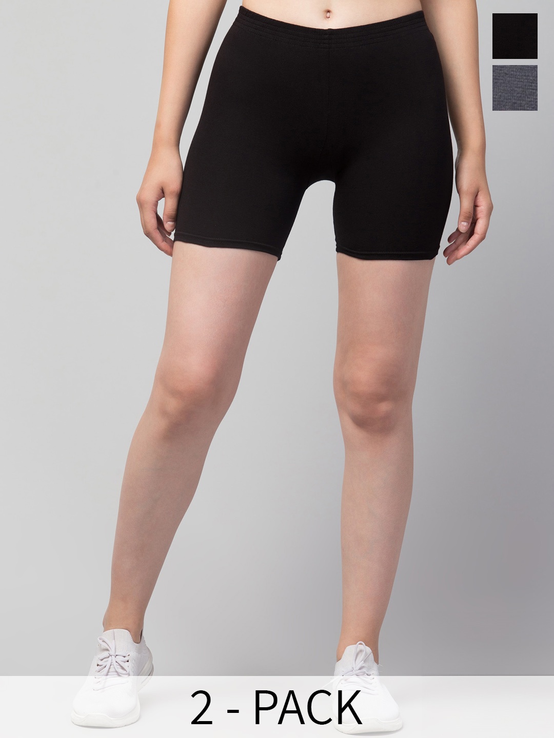 

Apraa & Parma Girls Pack Of 2 Skinny Fit Pure Cotton Cycling Shorts, Black