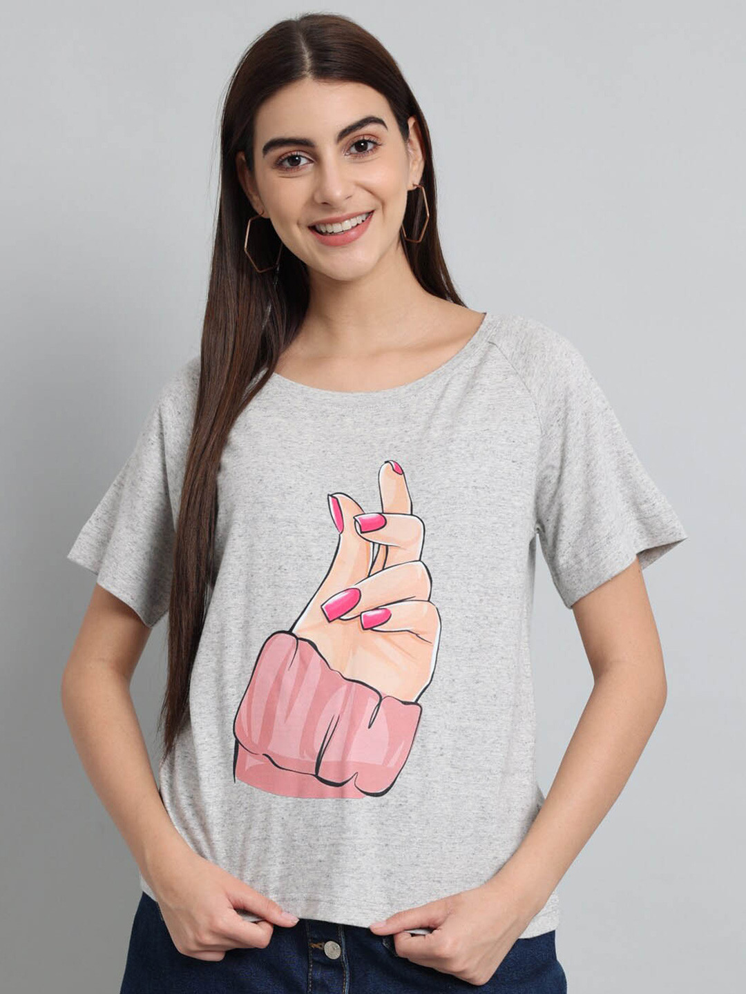 

Just Wow Graphic Printed Pure Cotton T-shirt, Grey