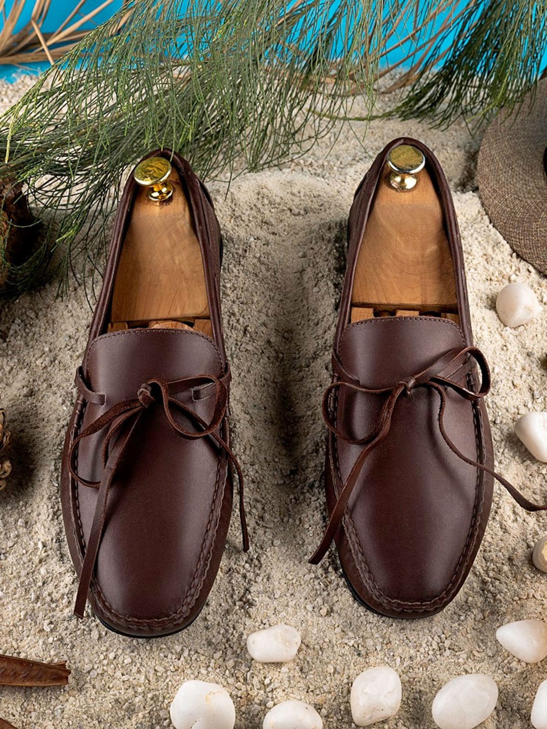 

GRIFFIN Men SUNDOWN Leather Latex Lined Boat Shoes, Brown