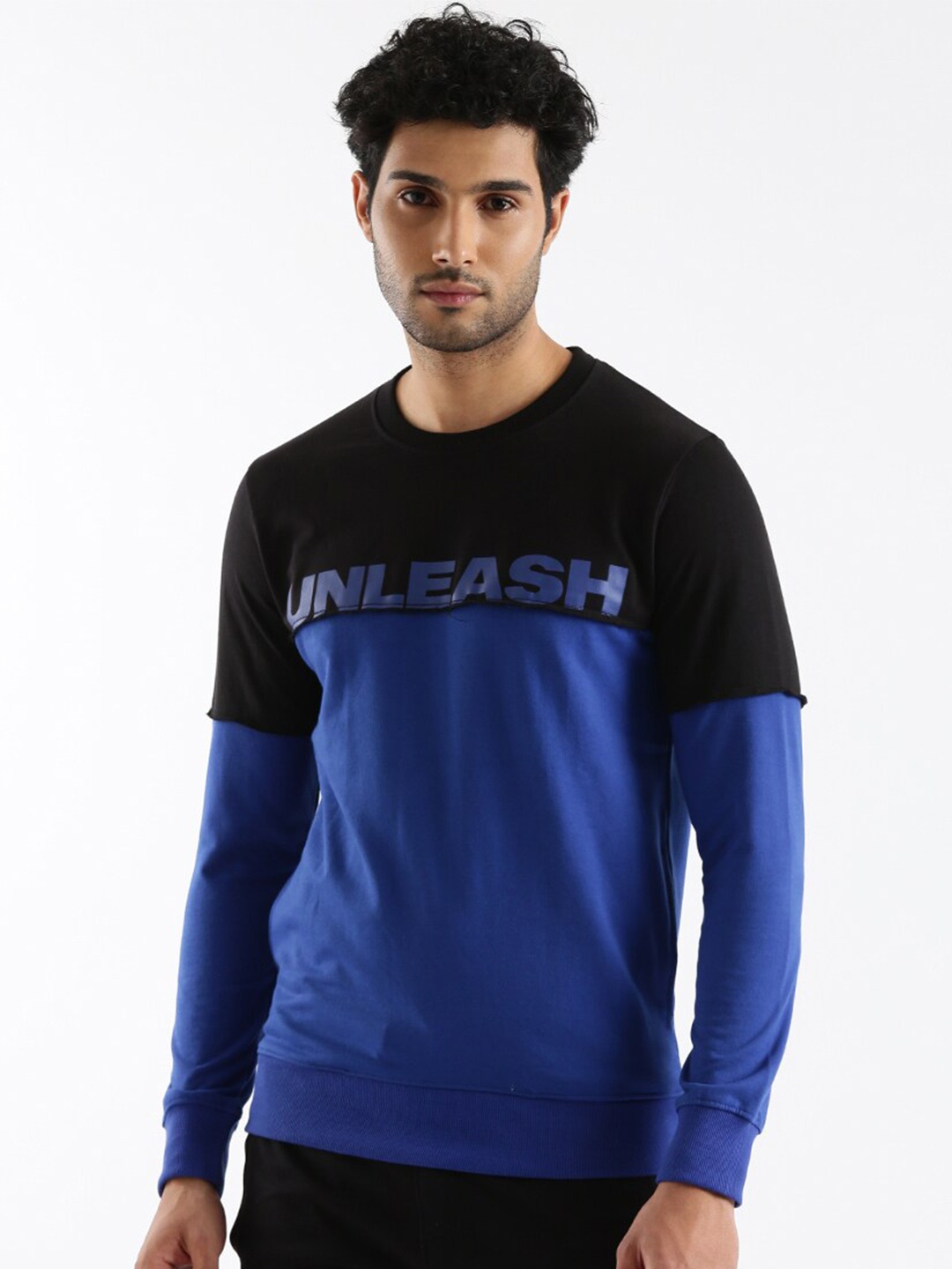 

WROGN Colourblocked Cotton Sweatshirt, Black