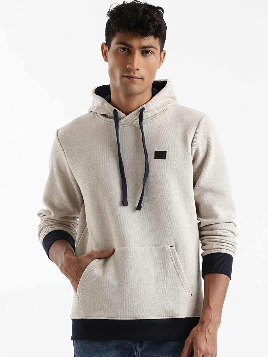 

WROGN Hooded Cotton Sweatshirt, Beige