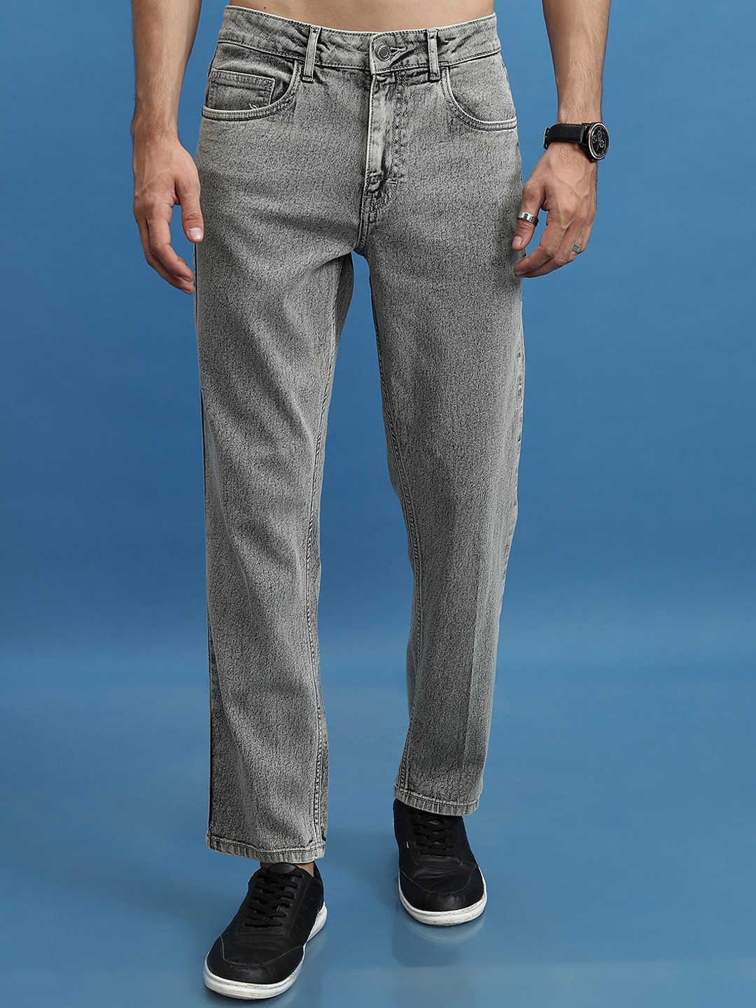 

HIGHLANDER Men Mid-Rise Tapered Fit Stretchable Jeans, Grey