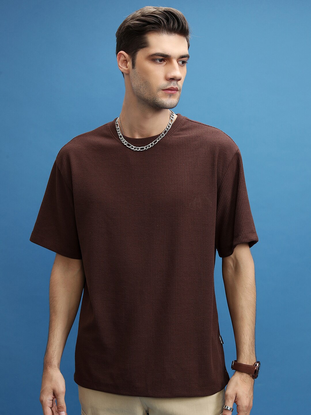 

HIGHLANDER Drop-Shoulder Sleeves Oversized T-shirt, Brown