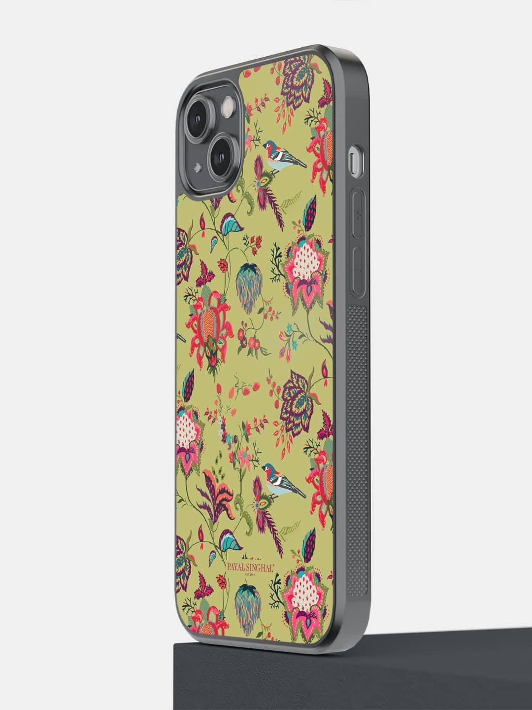 

macmerise Floral Printed iPhone 14 Plus Bumper Case Cover, Olive