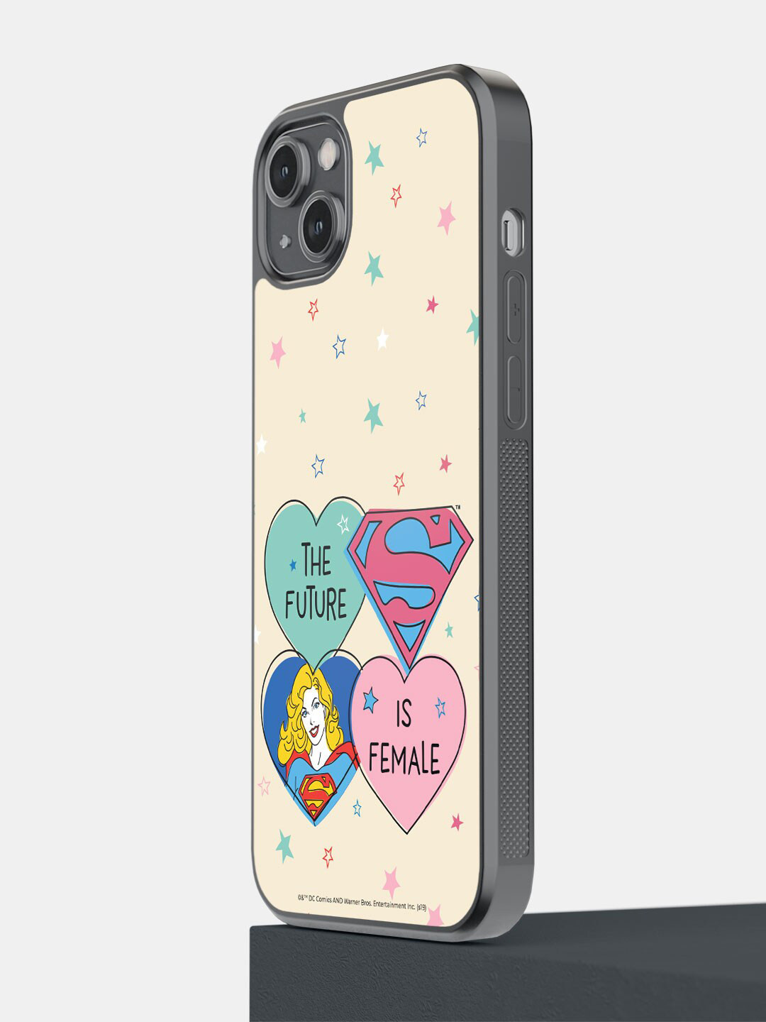 

macmerise Supergirl Printed iPhone 14 Plus Bumper Case Cover, Cream