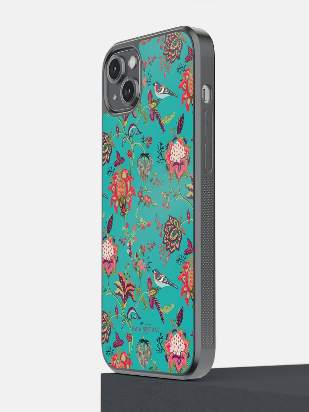 

macmerise Floral Printed iPhone 14 Plus Phone Bumper Case, Teal