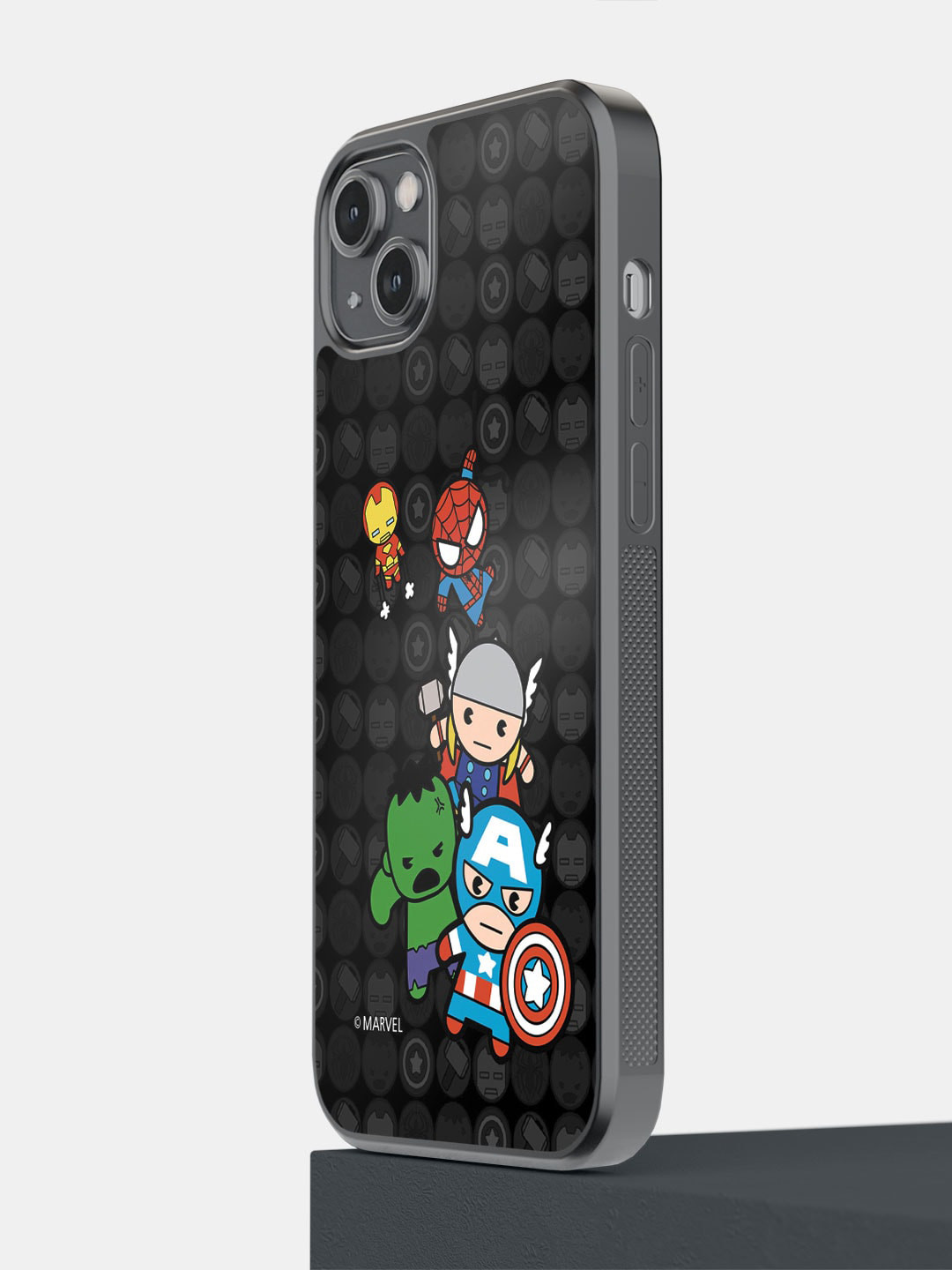 

macmerise Kawaii Marvel Comics Printed iPhone 14 Plus Bumper Case Cover, Black