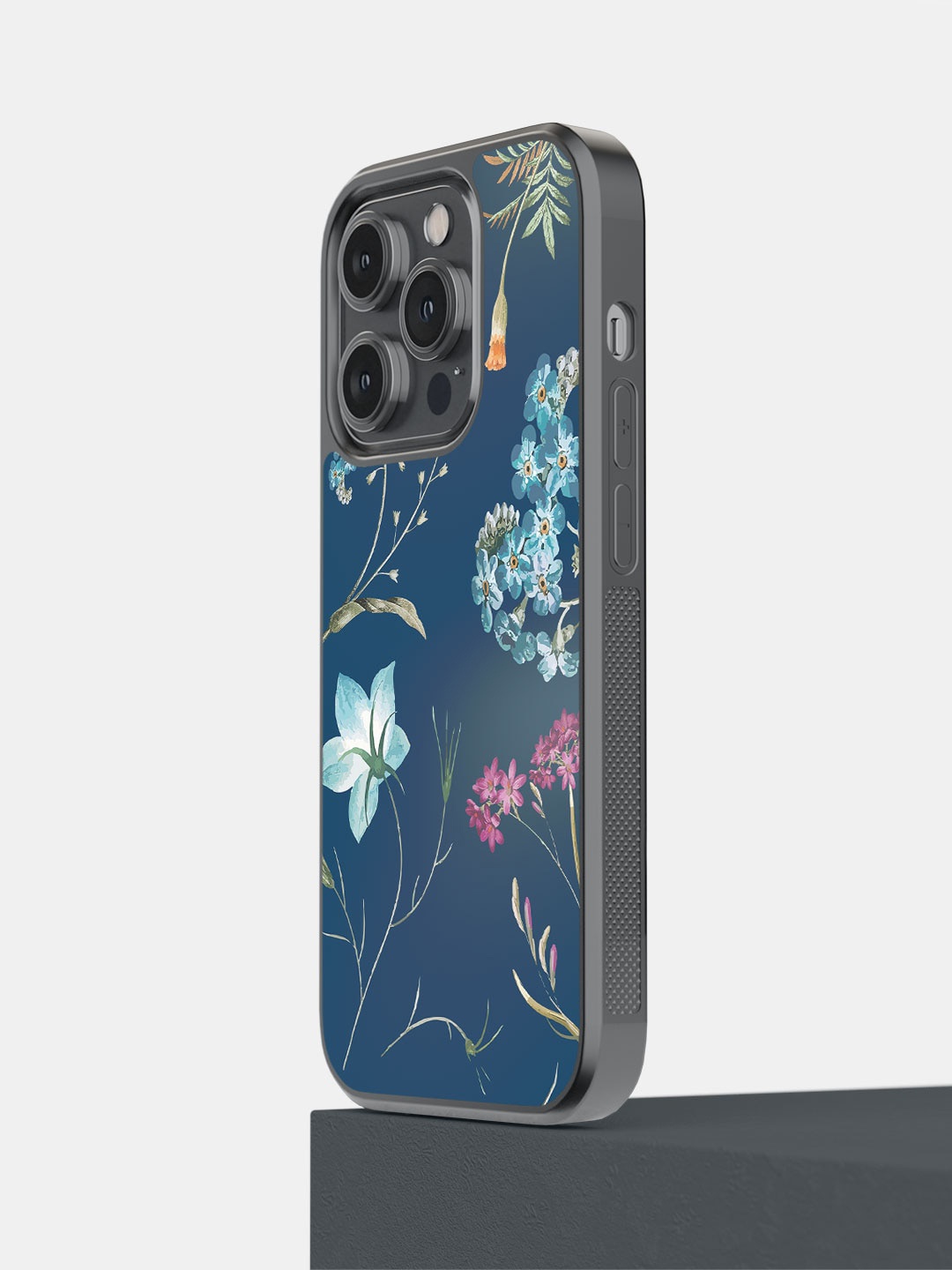 

macmerise Floral Printed iPhone 14 Plus Bumper Phone Back Case, Blue
