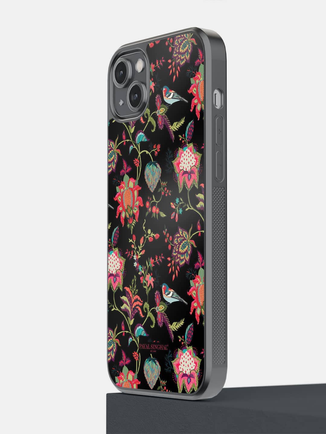 

macmerise Floral Printed iPhone 14 Plus Bumper Case, Black