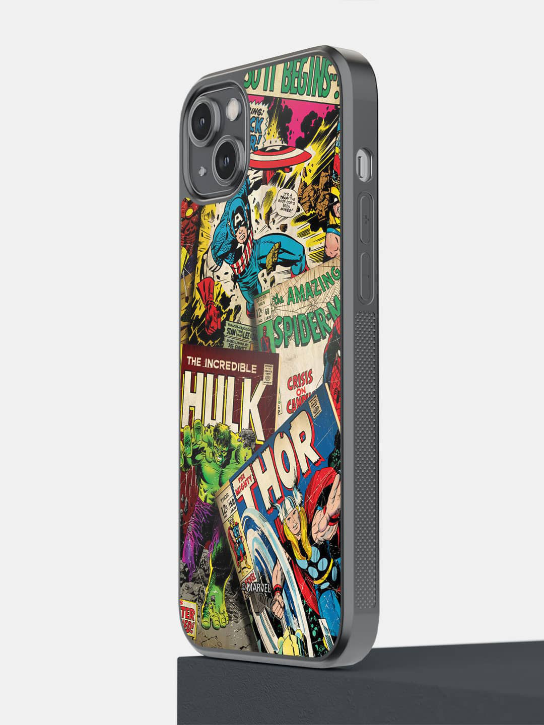 

macmerise Marvel Comics Printed iPhone 14 Plus Bumper Case Cover, Blue