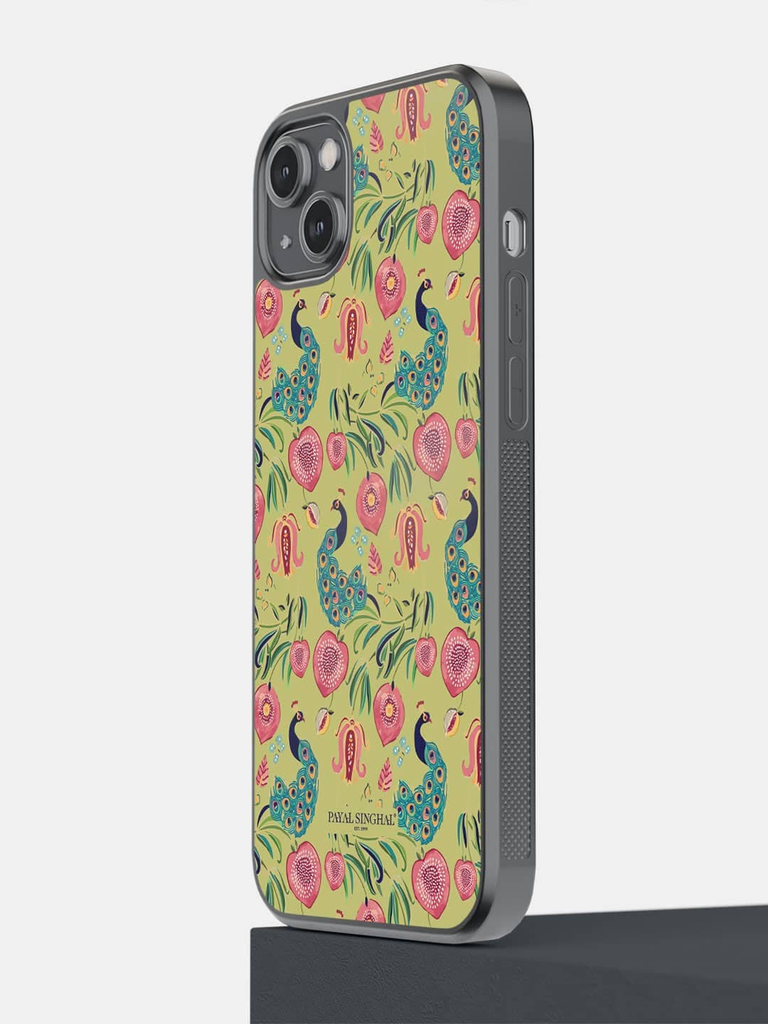 

macmerise Floral Printed iPhone 14 Plus Bumper Case Cover, Olive