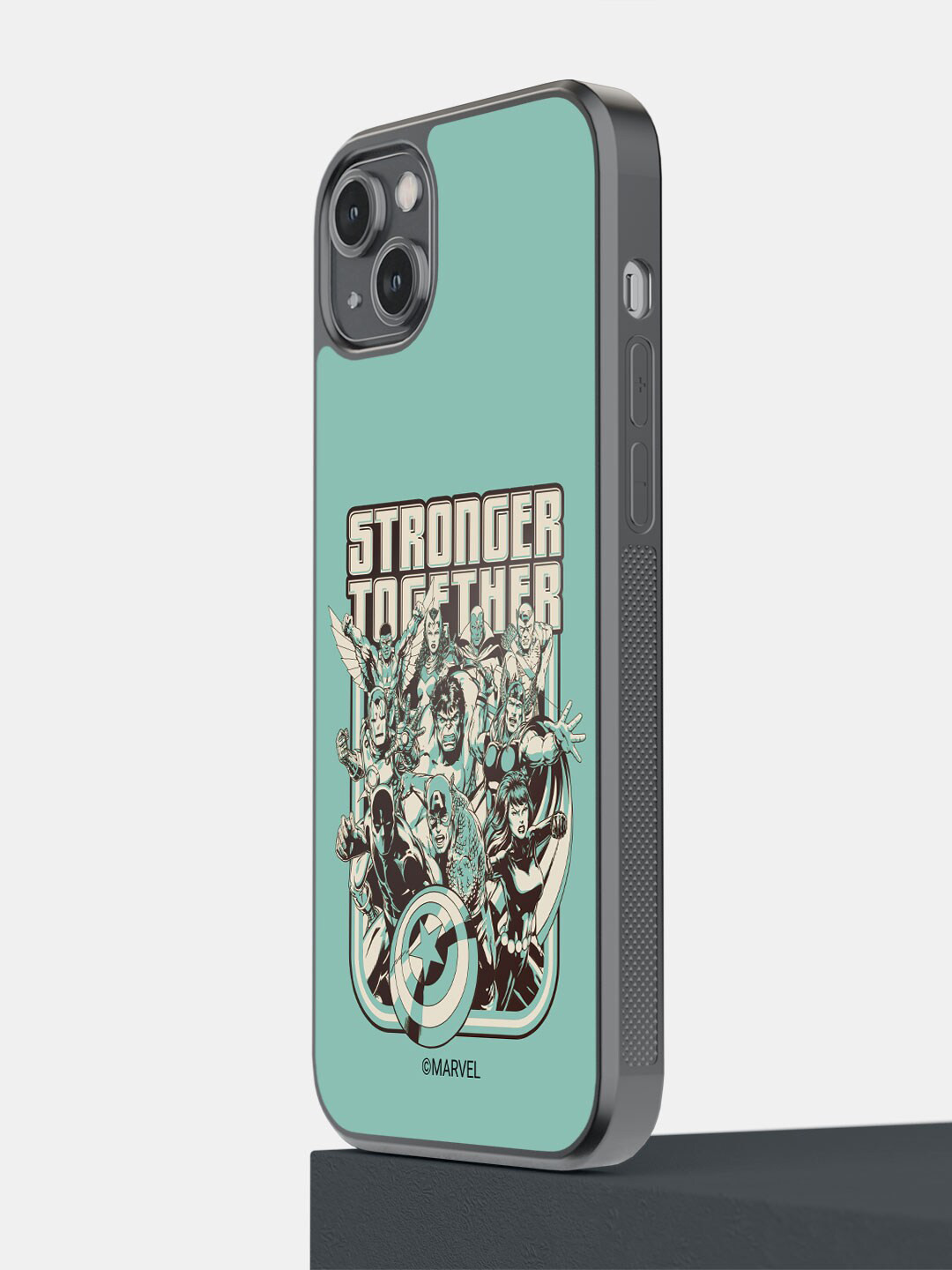 

macmerise Stronger Together Sketch Superhero iPhone 14 Plus Bumper Case Cover, Green