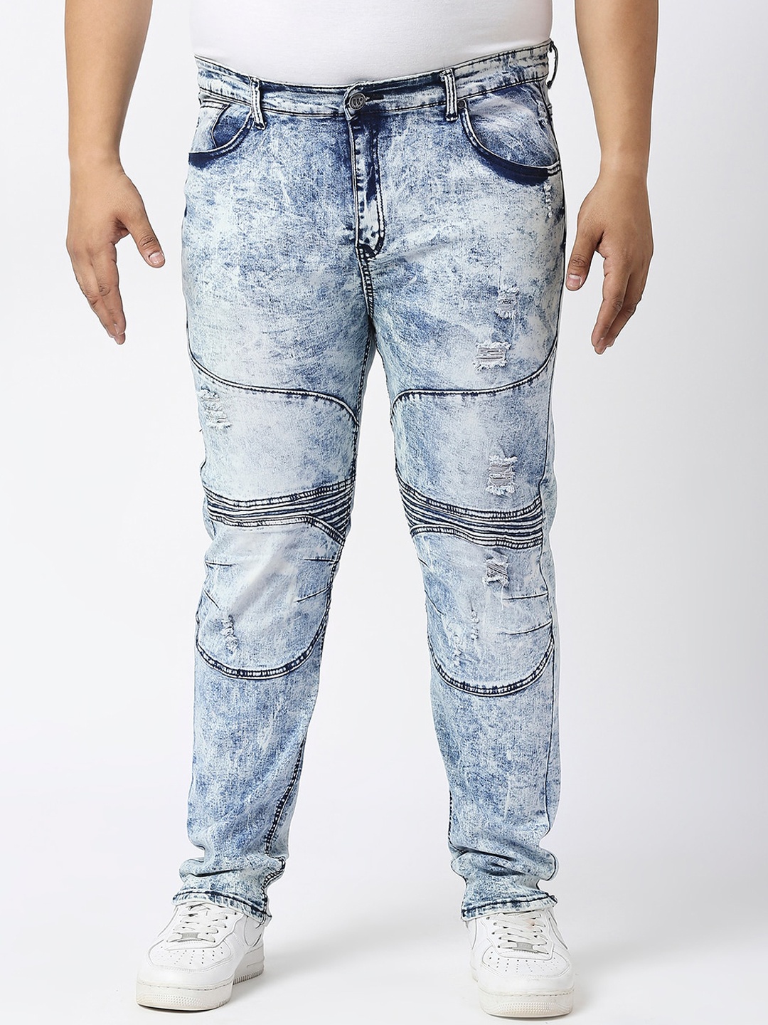 

WAIMEA Men Hollywood Skinny Fit Highly Distressed Heavy Fade Stretchable Jeans, Blue