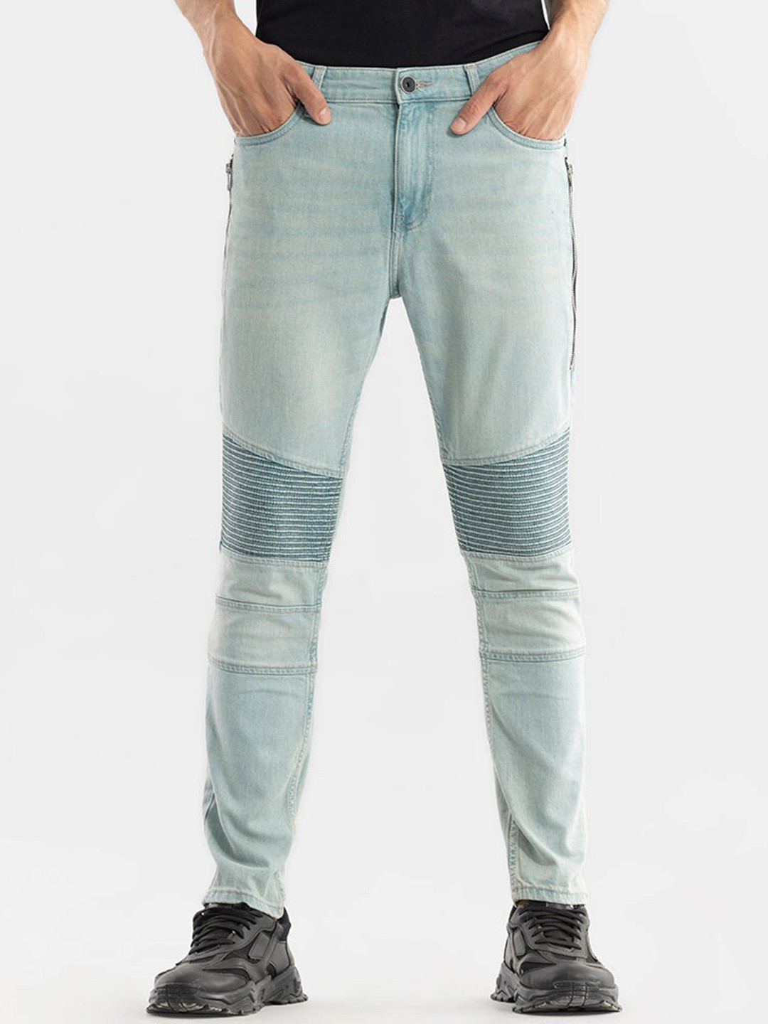 

Snitch Men Smart Skinny Fit Mildly Distressed Cotton Stretchable Jeans, Blue