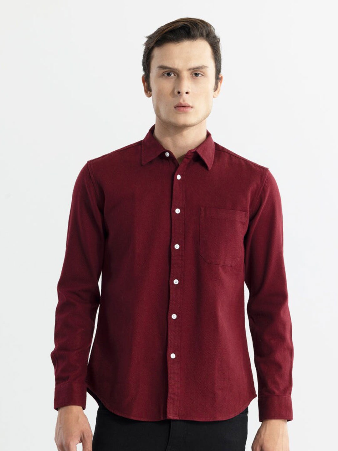 

Snitch Classic Slim Fit Cotton Casual Shirt, Red